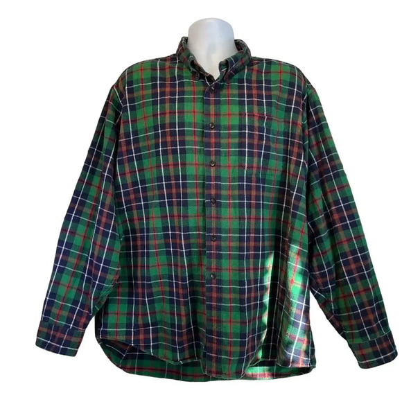 L.L. Bean Mens XXL-Reg Green Plaid Traditional Fit Long Sleeve - Picture 1 of 7